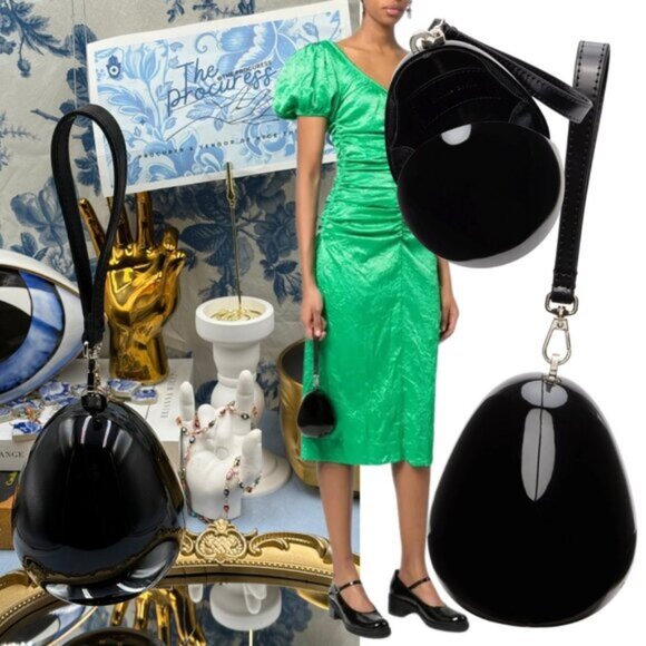 🆕 SIMONE ROCHA 🧿 NWOT Black Perspex Mini Handheld Egg Clutch - Picture 1 of 16